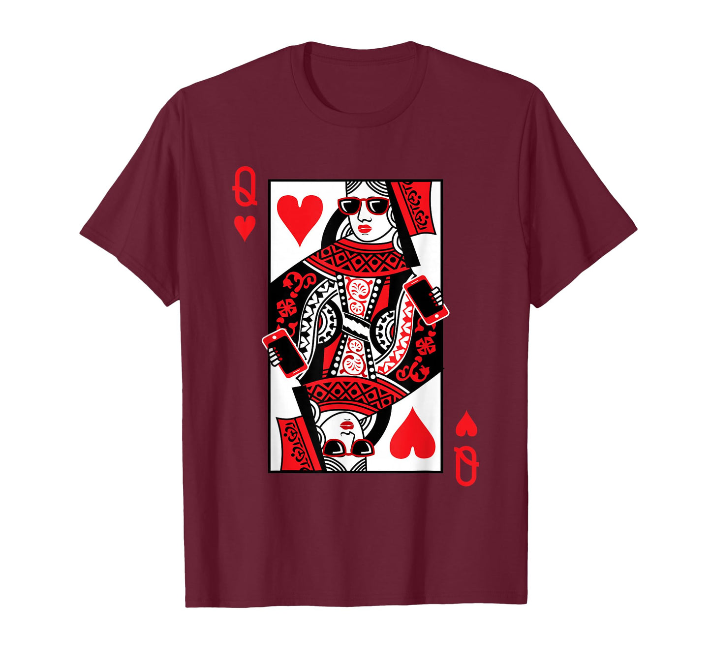 Classic Black Queen of Hearts T-Shirt: Adult, Short Sleeve, Cotton-Polyester Blend