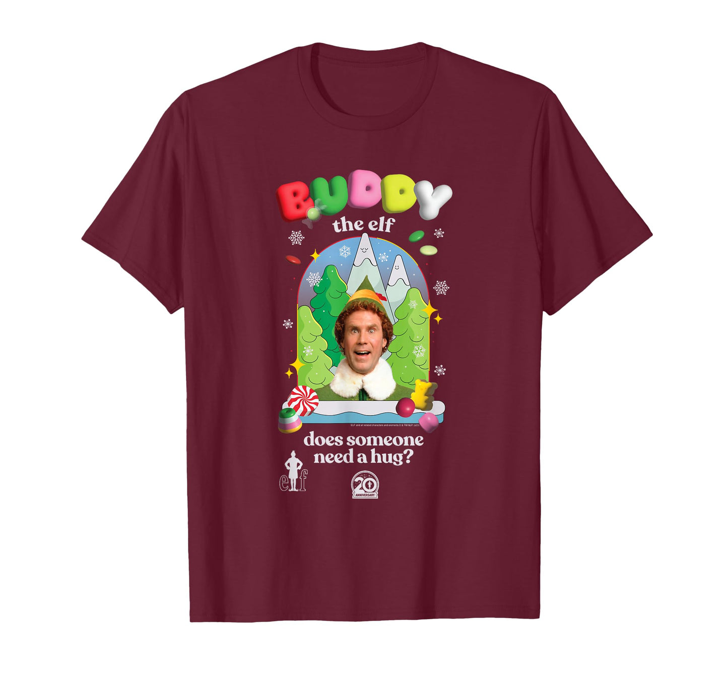 Elf Candy Colored Buddy The Elf Need a Hug Christmas Movie T-Shirt