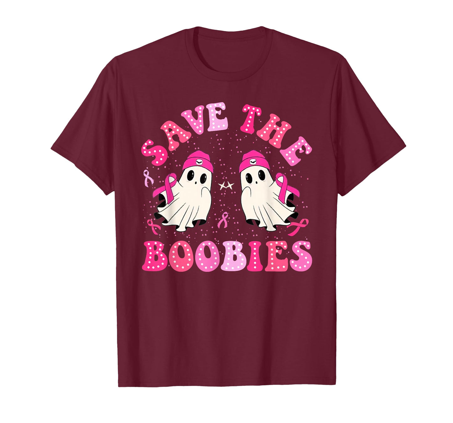 Save The Boobies For Breast Cancer Halloween Ghost T-Shirt