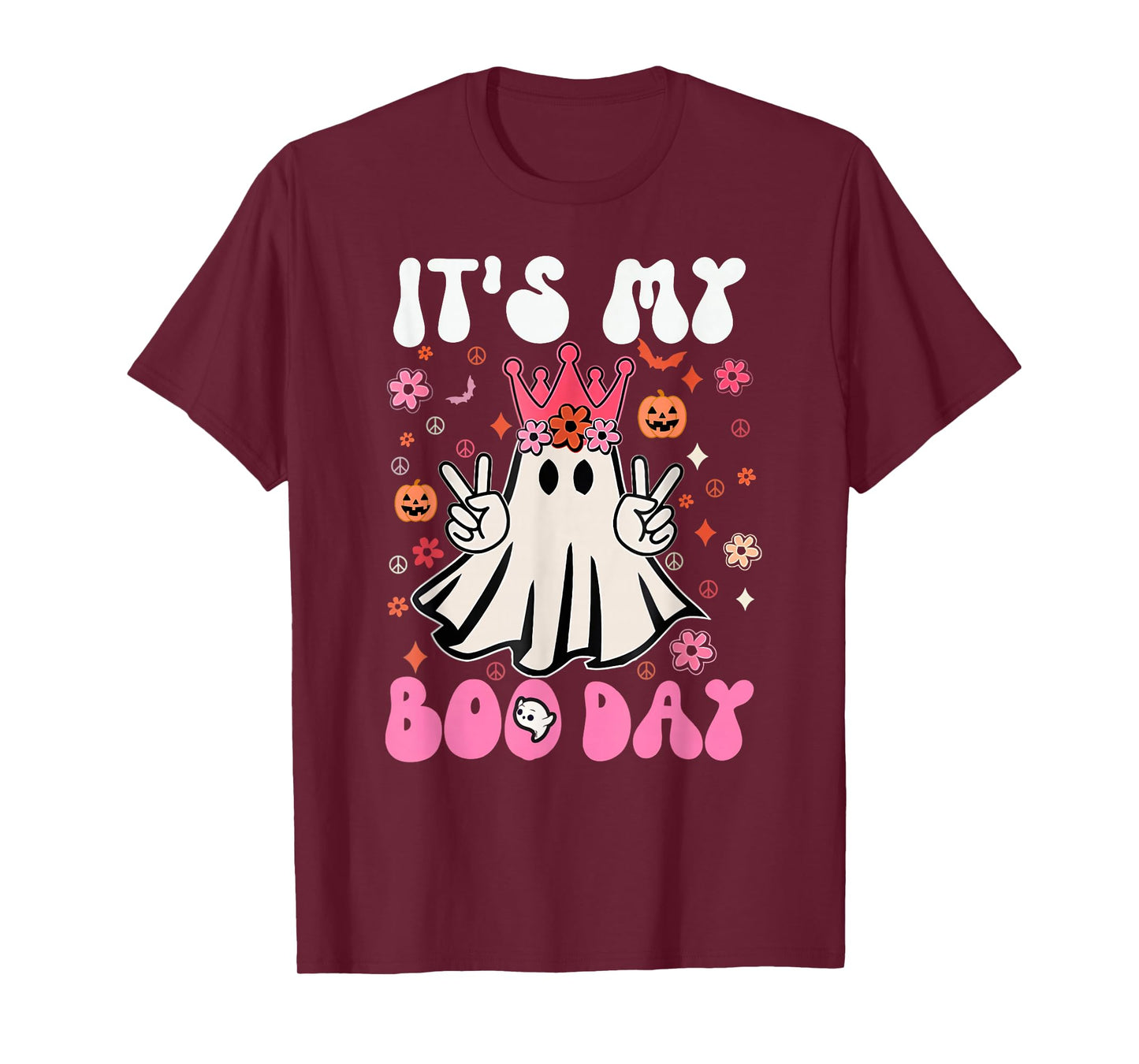 Its My Boo Day Cute Ghost Halloween Birthday Boys Girls Kids T-Shirt