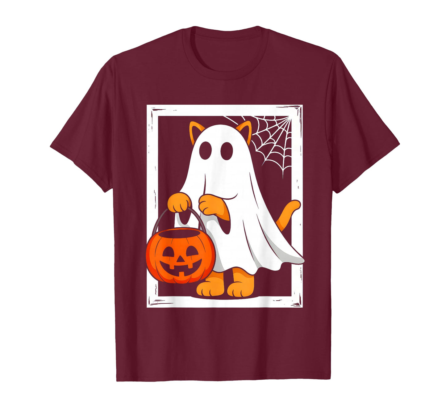 Cute Ghost Cat Men Women Kids Halloween Funny Ghost T-Shirt