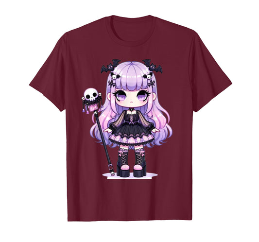Lilac Chibi Pastel Goth Girl Kawaii Creepy Cute Anime T-Shirt