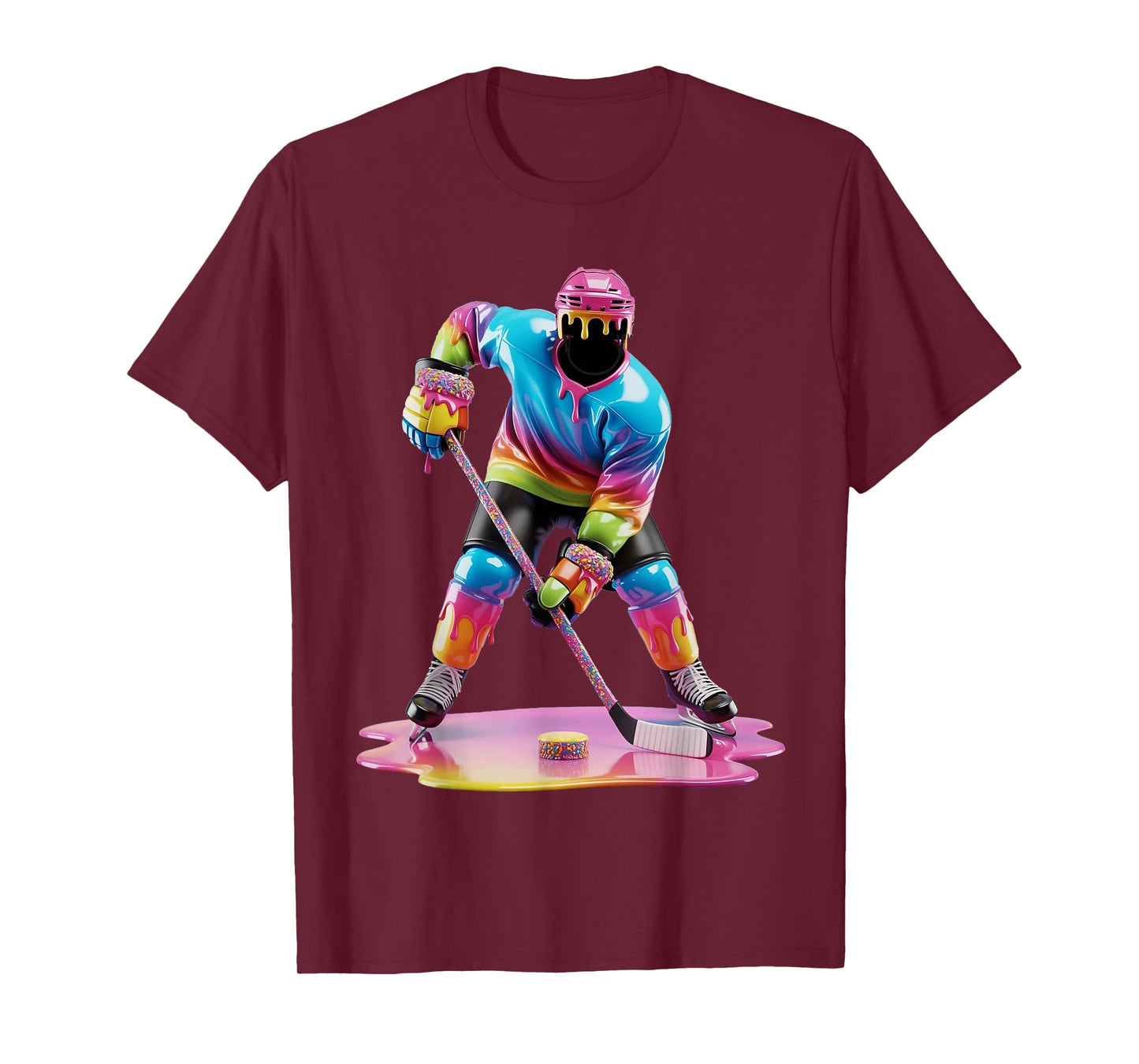 Tie Dye Hockey Drip Boys Youth Kid Ice Cream Dripping Hockey T-Shirt