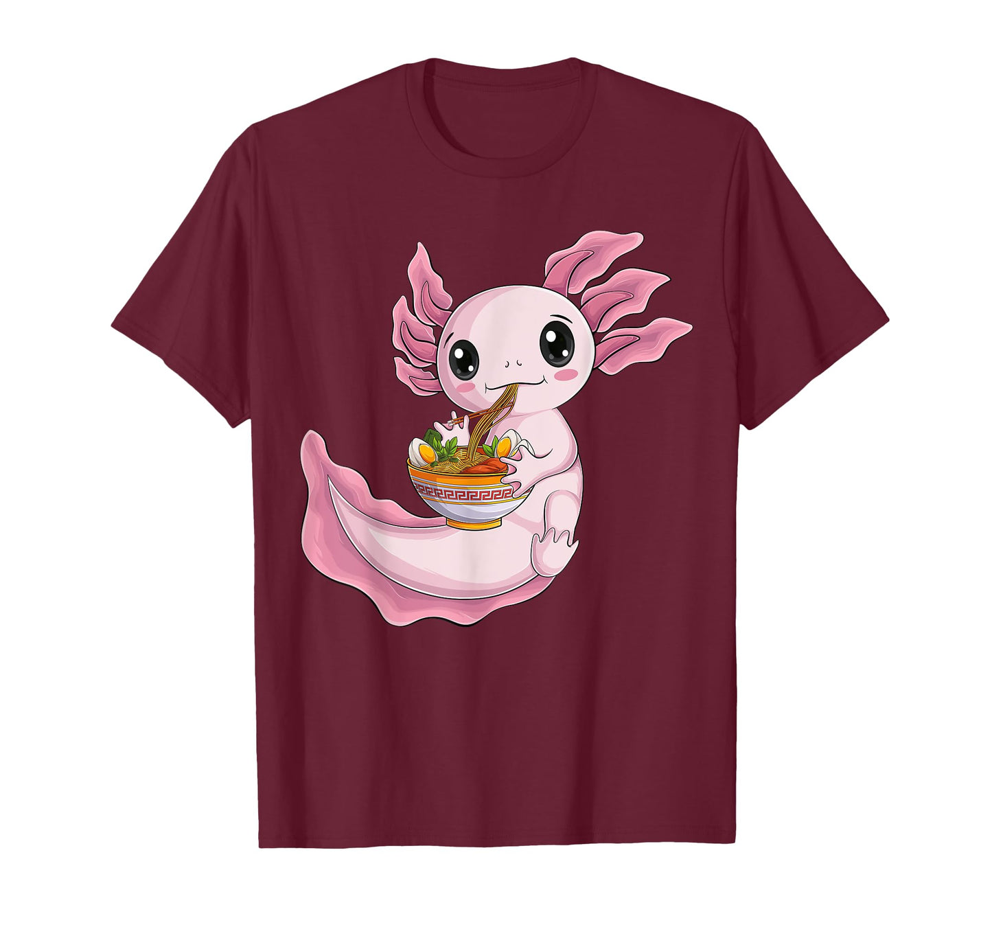 Kawaii Axolotl eat Ramen Japanese Anime Noodles Kids Men T-Shirt Small