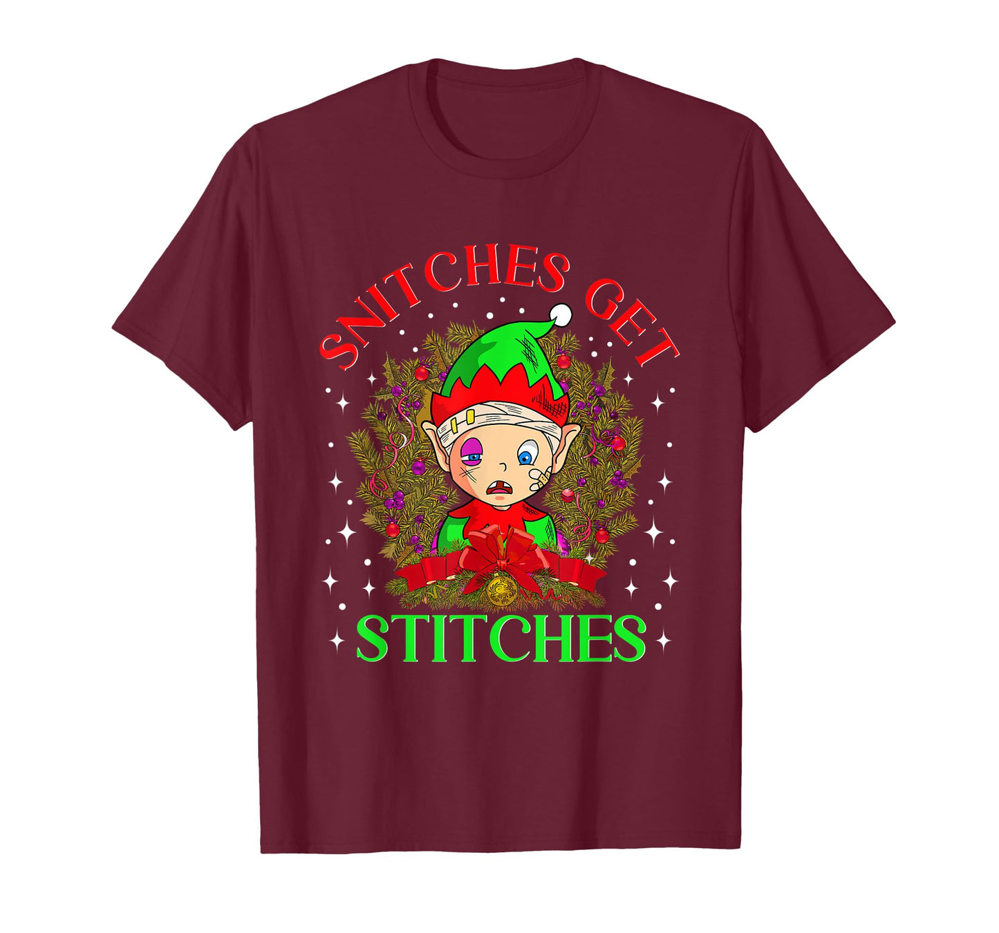 Stiches Get Licks Funny Elf Christmas T-Shirt