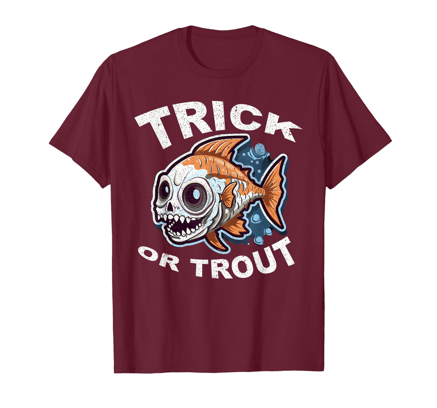 Fish Halloween Fishing Trick Or Treat Spooky Fisherman T-Shirt
