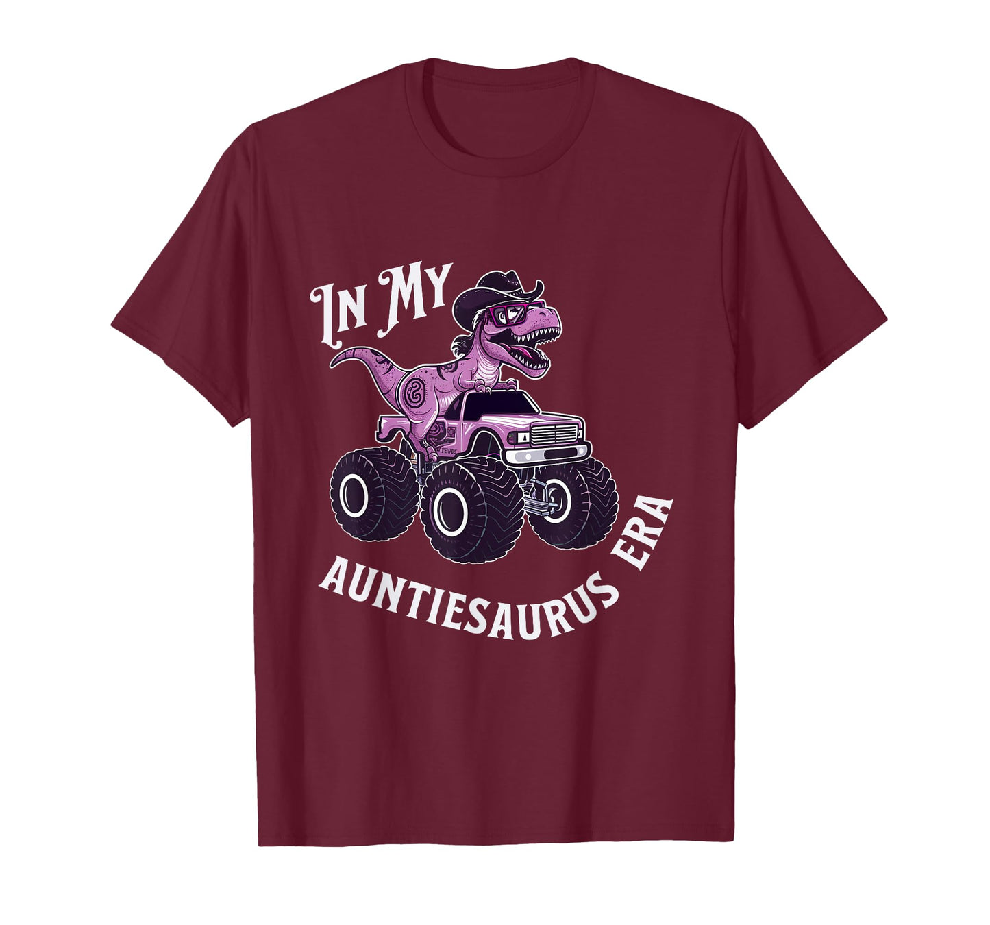 Auntiesaurus TRex Dinosaur Cowgirl Monster Truck Aunt Saurus T-Shirt