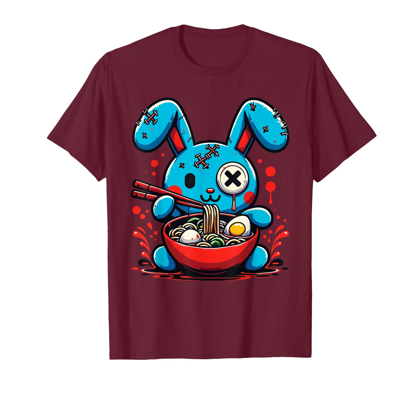 Cute Kawaii Zombie Bunny Eating Ramen Lover T-Shirt
