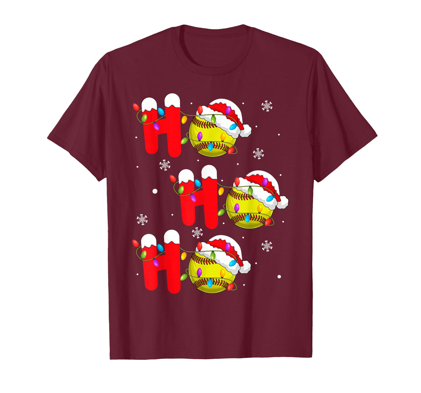 Softball Christmas Ho Ho Ho Santa Sports Player Funny Xmas T-Shirt