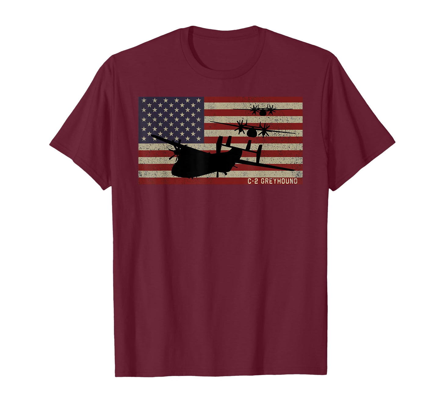 C-2 Greyhound Cargo Plane Vintage American Flag T-Shirt