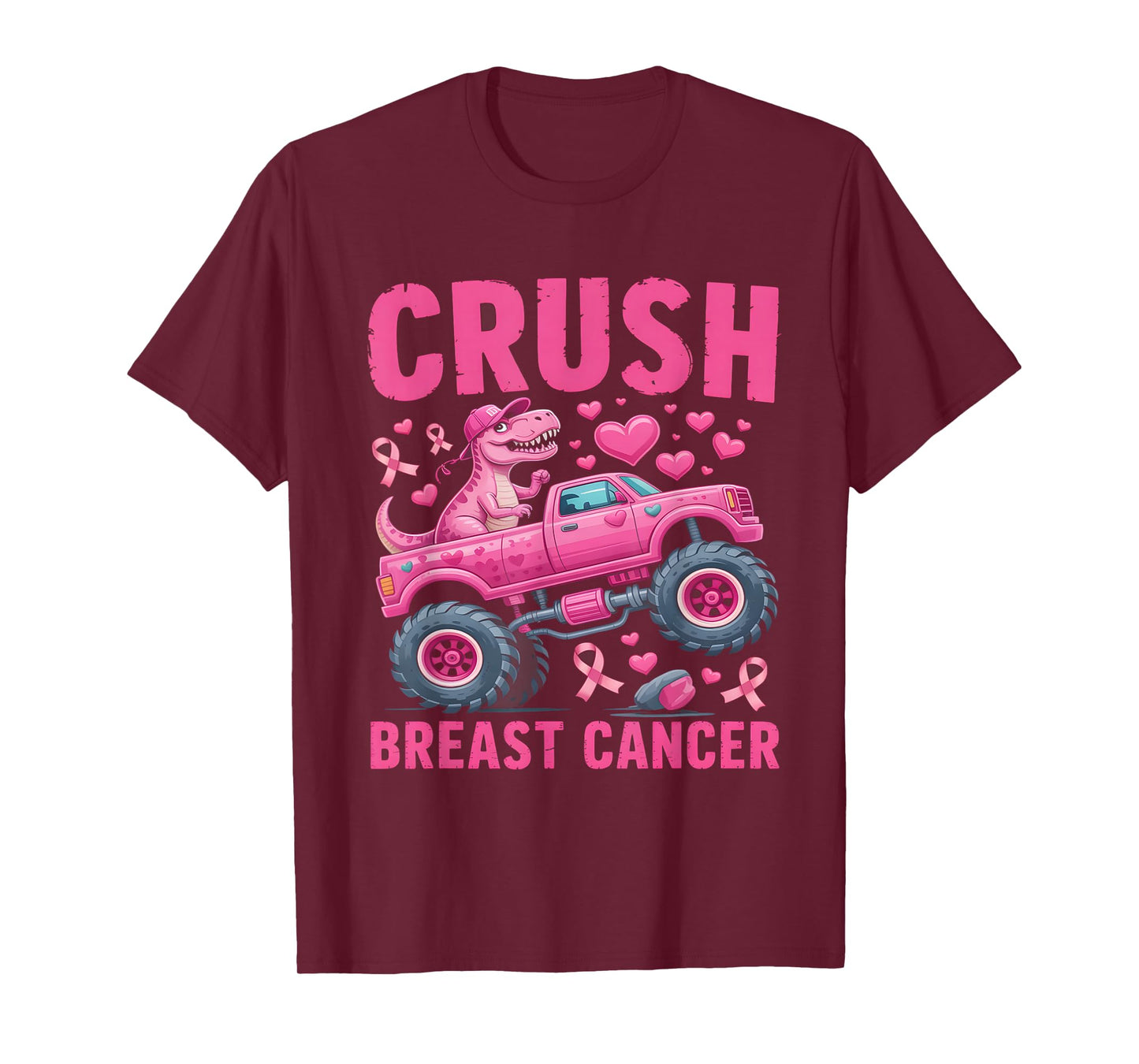 Crush Breast Cancer Awareness Monster Truck Toddler Boy Kids T-Shirt