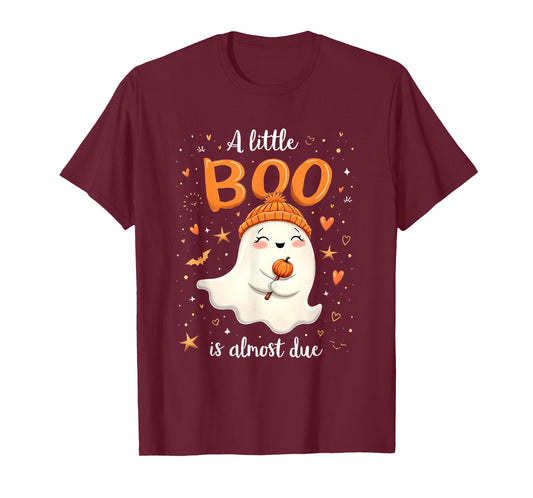 A Little Boo is Almost Due Expecting Mom Halloween Costume T-Shirt