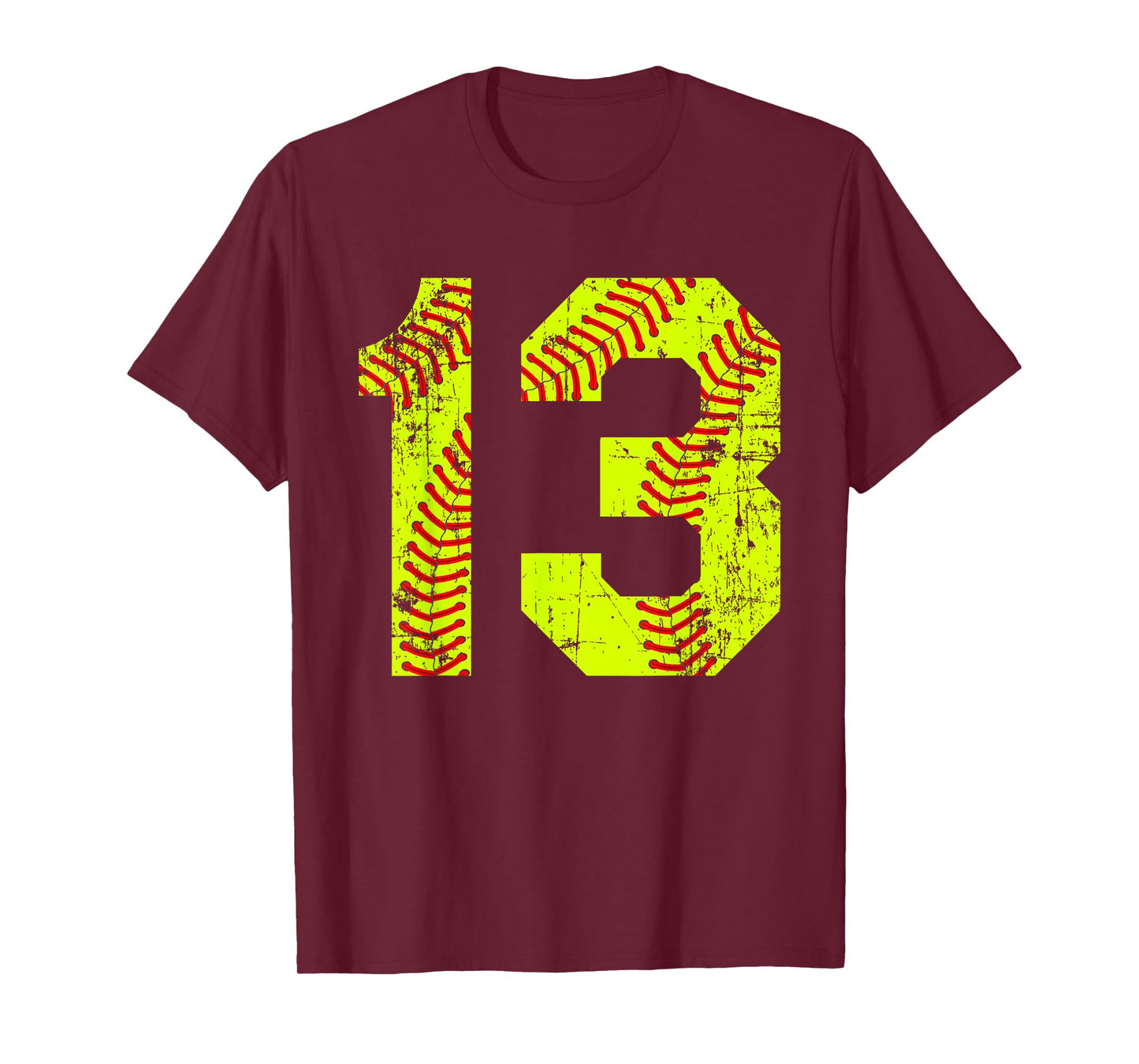 Vintage Softball 13 Jersey Number T-Shirt