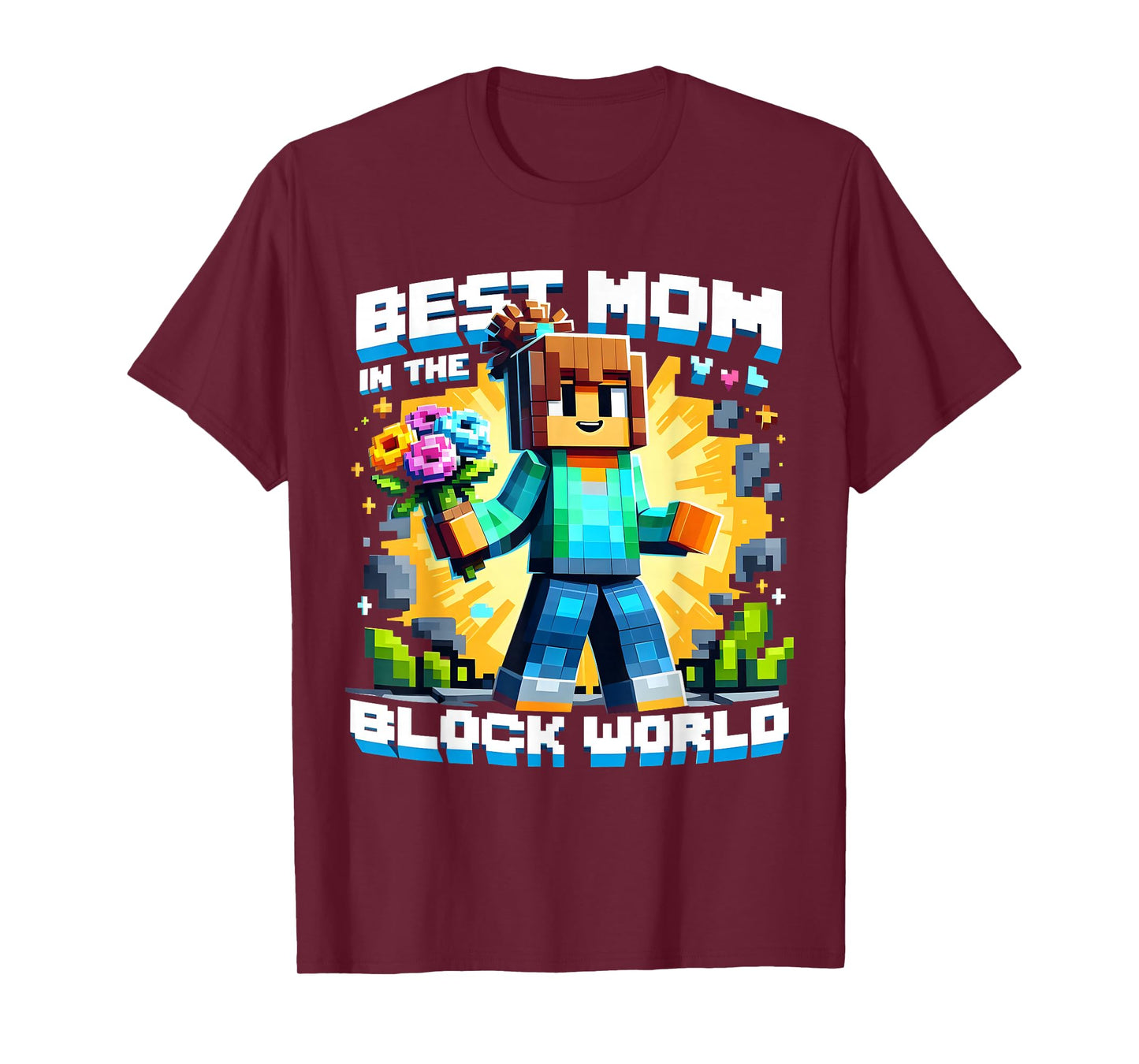Best Mom in the Block World Pixel Gaming Mother Day Design T-Shirt