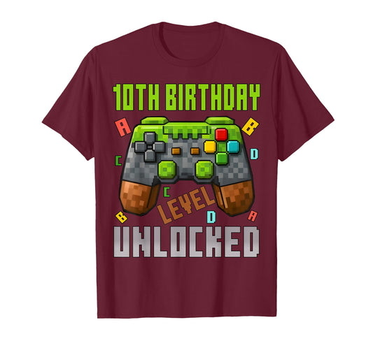 10th Birthday Boy Level 10 Unlocked Birthday Boy 10 Years T-Shirt