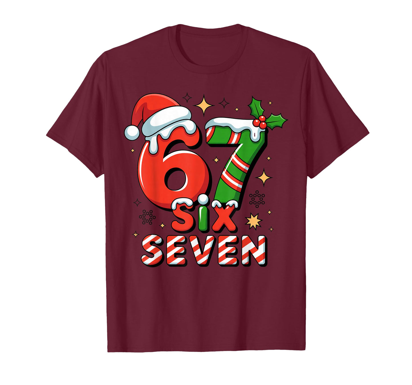 Funny 67 Meme Christmas Six Seven Santa Holiday T-Shirt