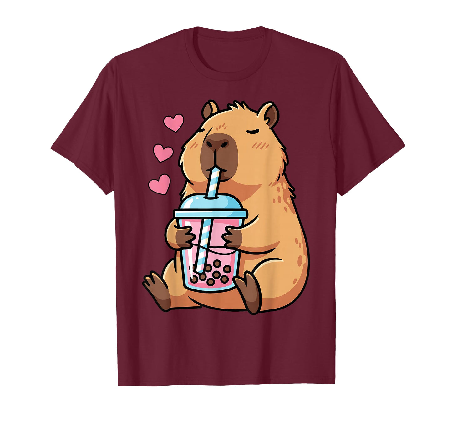 Capybara Drinking Bubble Tea Kawaii Anime T-Shirt