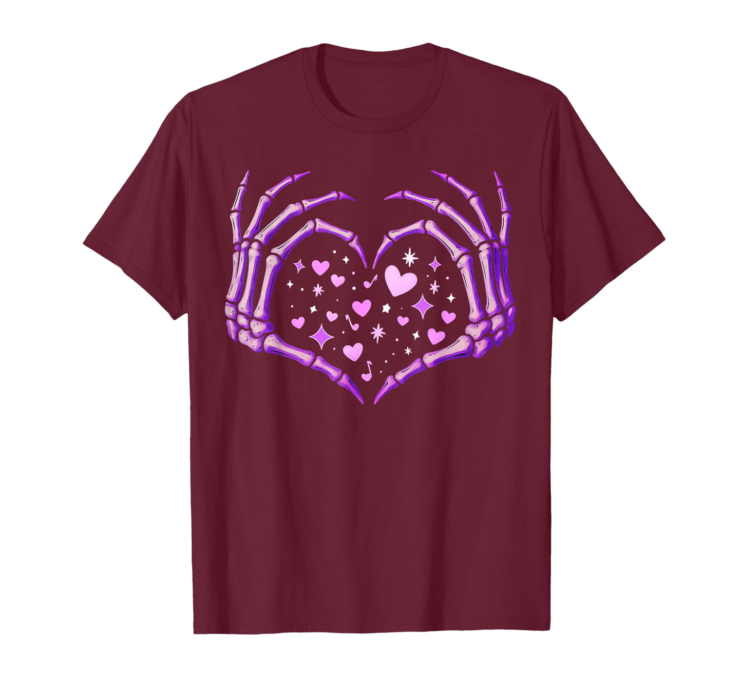 Skeleton Hands Heart Sign Retro Halloween Costume Women Girl T-Shirt