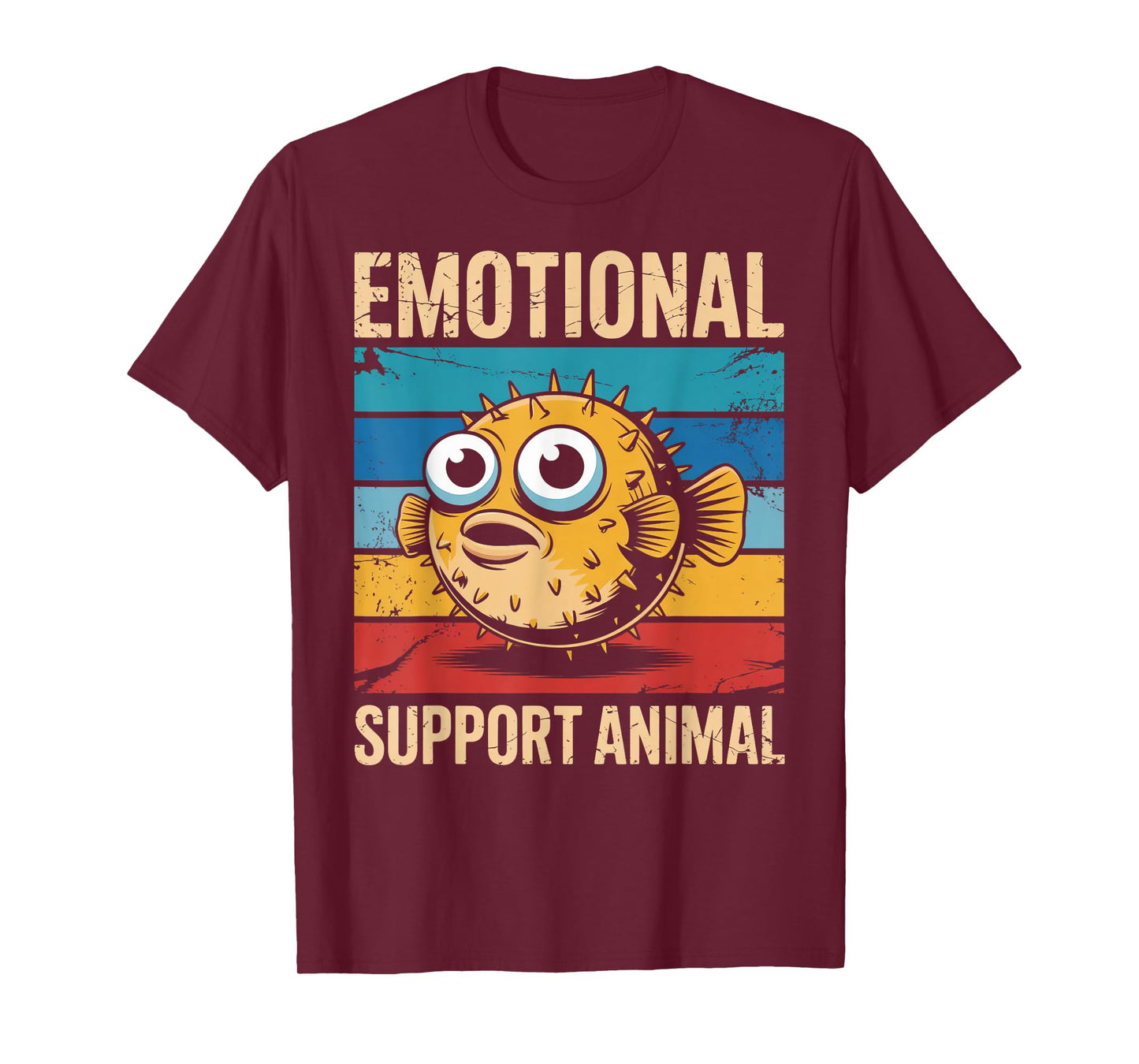 Emotional Support Animal Fishing Fish Vintage Pufferfish T-Shirt