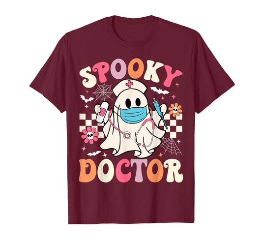 Spooky Doctor Ghost Halloween Cute Groovy Doctor Halloween T-Shirt