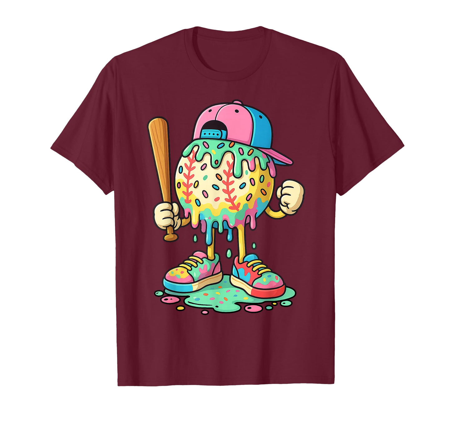 Baseball Drip for Boys Ice Cream Drip Baseball Sport T-Shirt