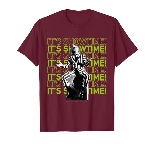 Kids Beetlejuice It's Showtime Text Stack T-Shirt