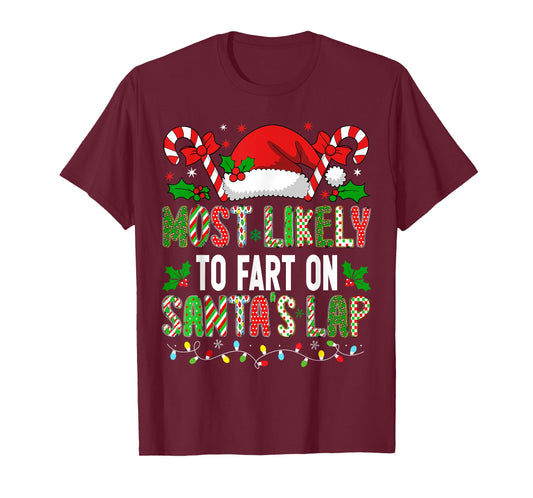HUGvyn Christmas: Most Likely To Fart On Santa's Lap Kids T-Shirt