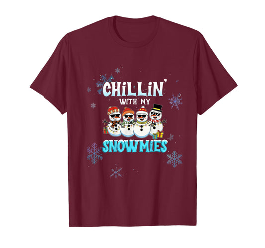 Chillin with My Snowmie Women Christmas Snowman Teacher T-Shirt