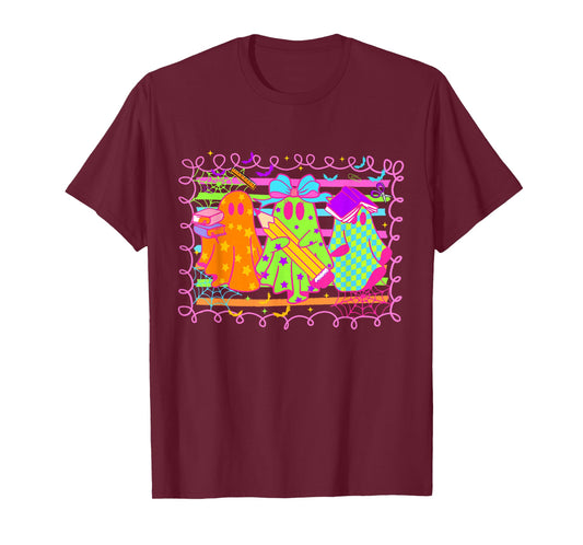 Spooky Teacher Halloween Ghost Fall Autumn Season Women T-Shirt