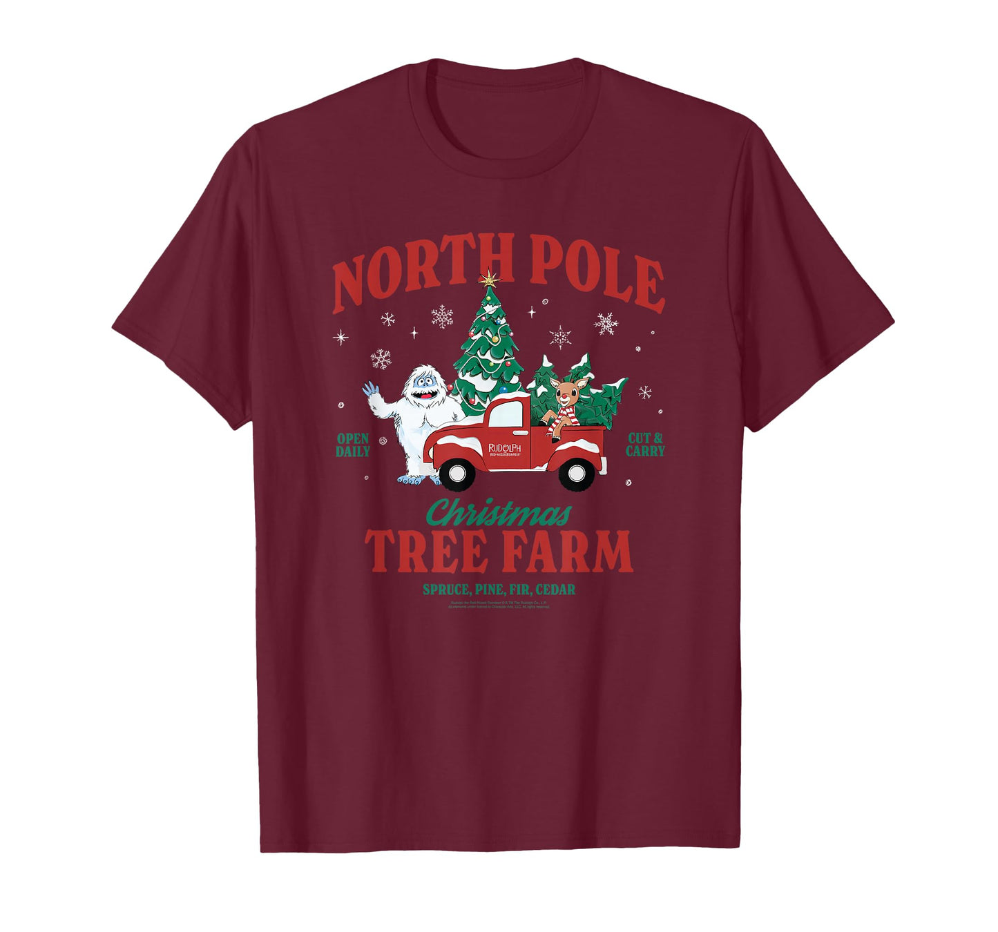 Rudolph North Pole Christmas Tree Farm Vintage Christmas T-Shirt