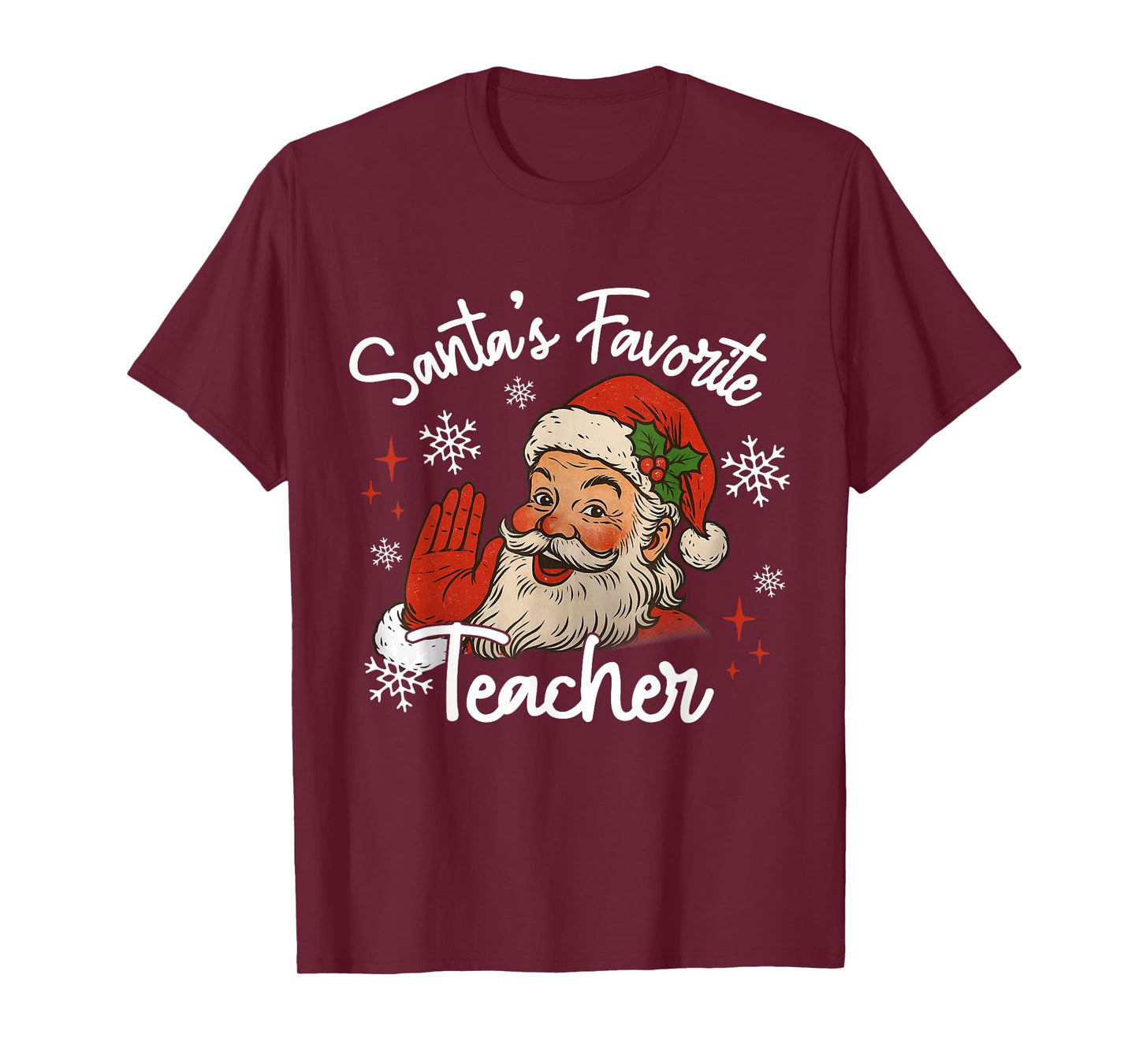 Santa's Favorite Teacher Funny Christmas Xmas Santa Claus PJ T-Shirt