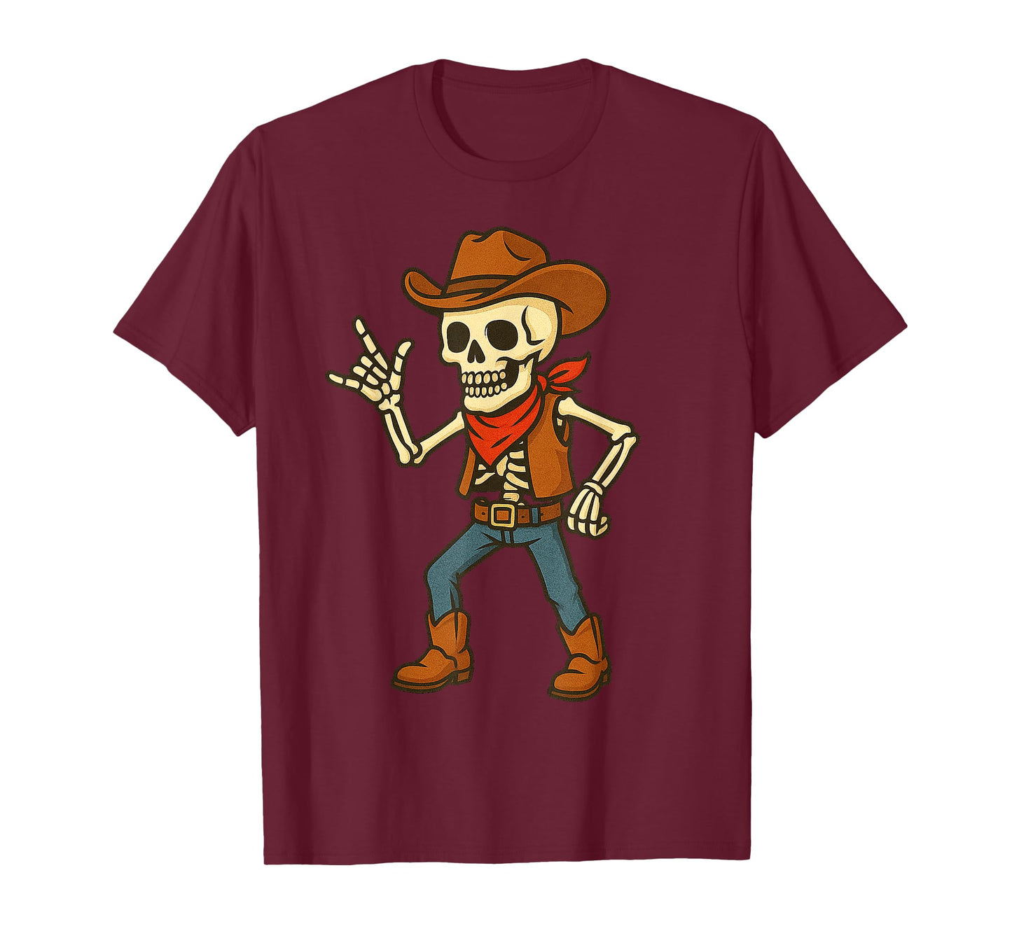 Funny Kids Halloween Bruh Costume, Spooky Cowboy Skeleton T-Shirt