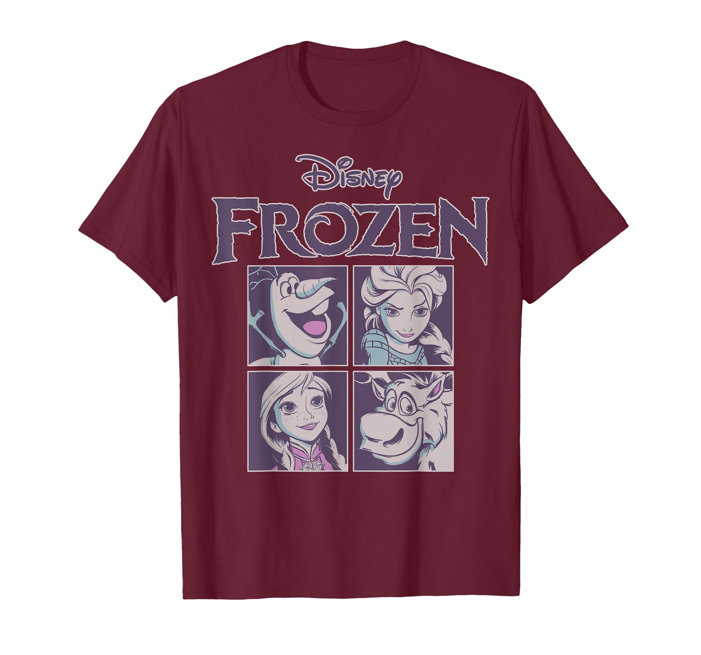 Disney Frozen Blue Hue Character Portrait Grid Panels T-Shirt Small