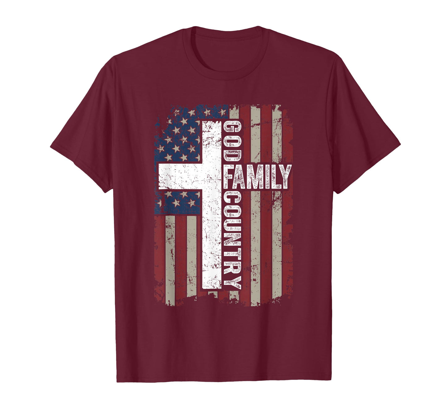 God Family Country Patriotic Christian Vintage USA Flag T-Shirt