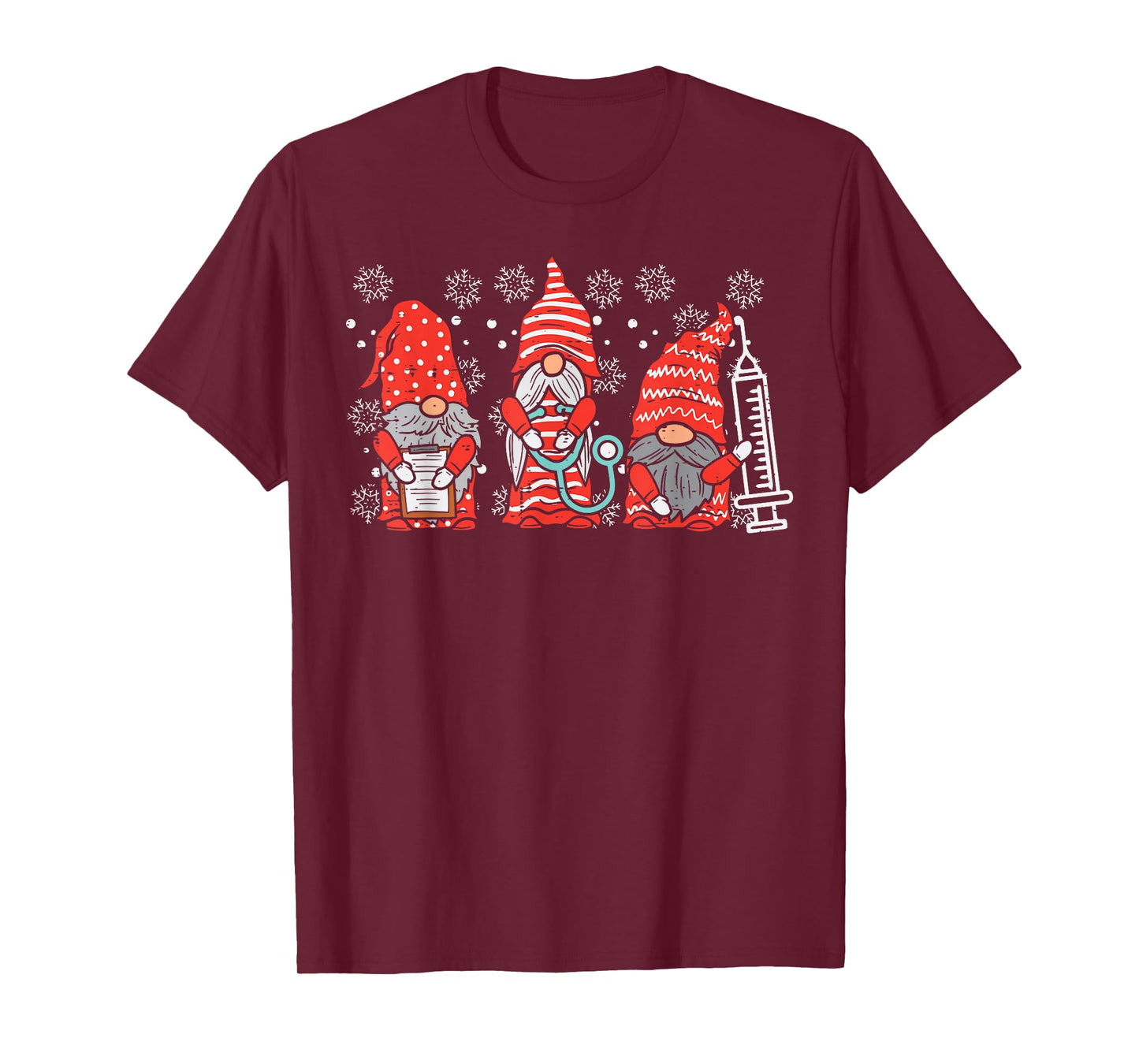Nurse Christmas Gnomes Cute Xmas Scrub Top for Nurses Women T-Shirt