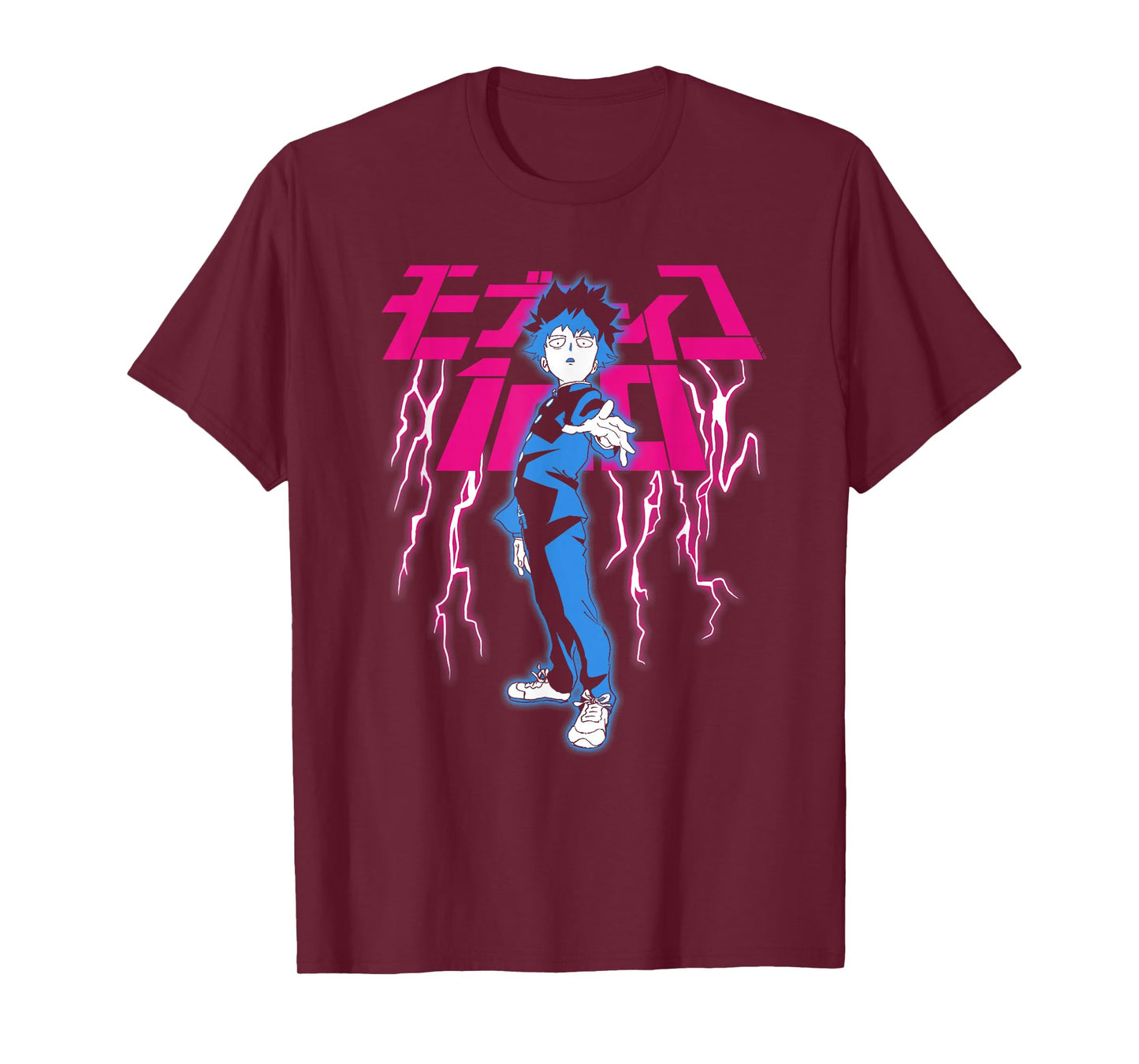 Mob Psycho 100 Shigeo with Pink Lightning and Kanji Anime T-Shirt