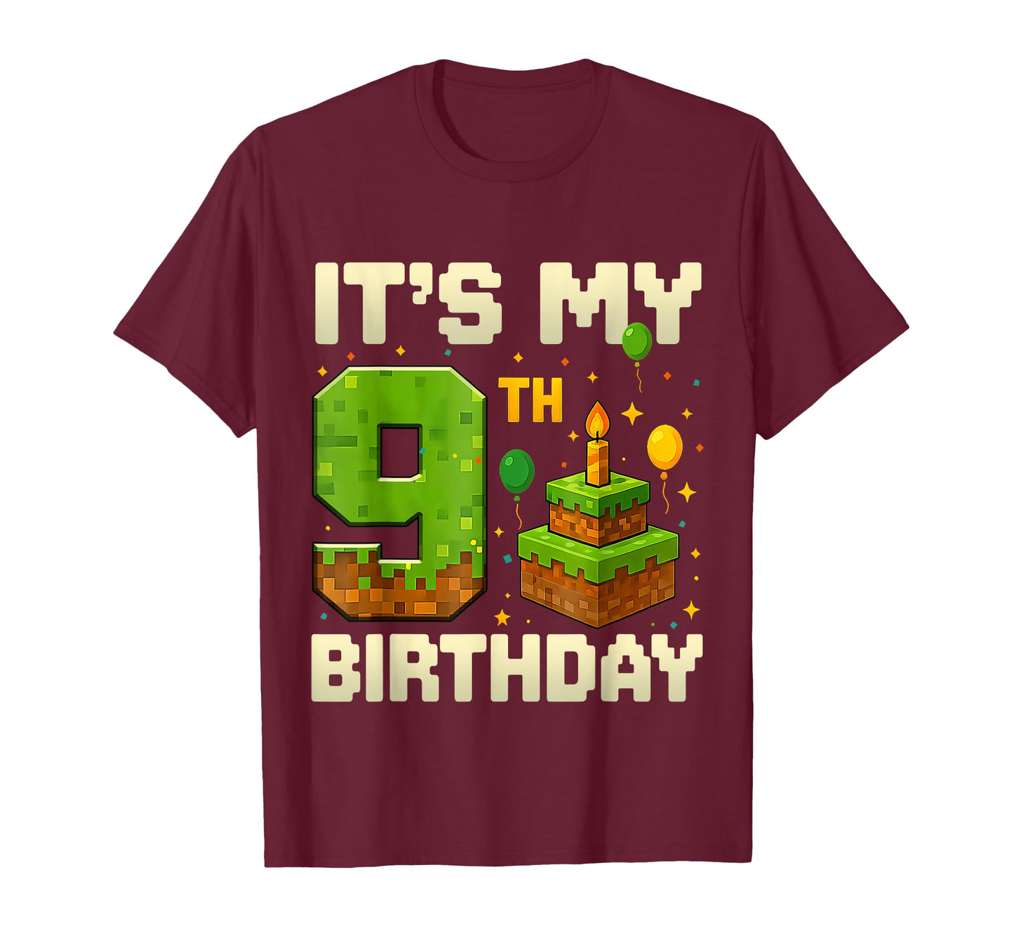 Birthday Boy 9 Years It's My 9th Birthday Game Video Pixel T-Shirt