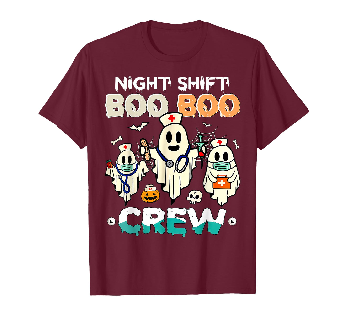Night Shift Boo Boo Crew Nurse Ghost Halloween Nurses RN T-Shirt