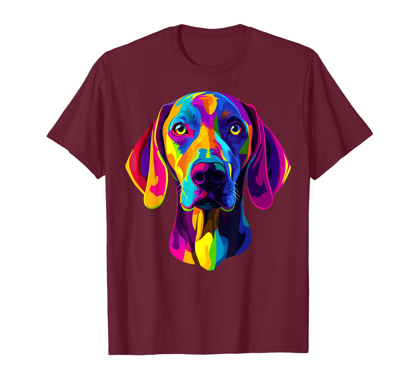 Colorful Weimaraner Face Rainbow Dog Lover Men Women Black T-Shirt
