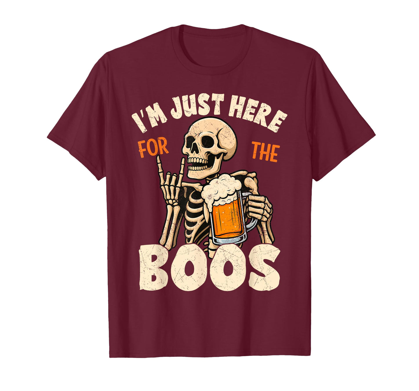 I'm Just Here for The Boos Funny Halloween Men Skeleton T-Shirt