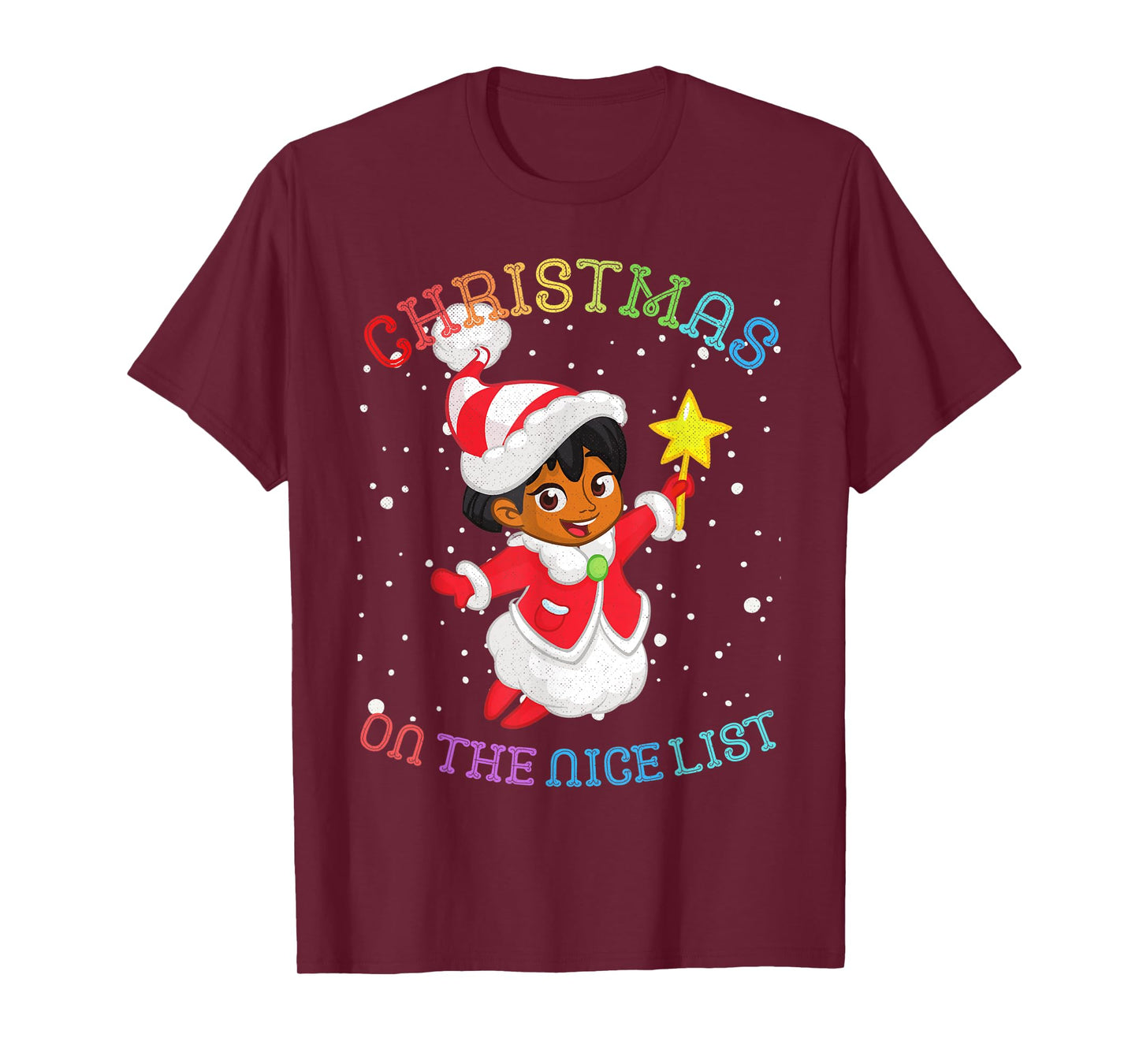 Christmas African American Girl Angel: On the Nice List T-Shirt