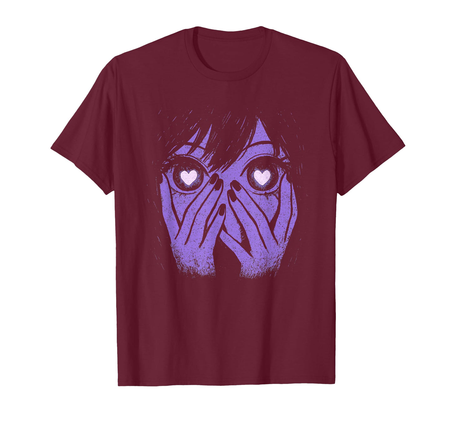 Anime Eyes Girl Hearts Manga Otaku Grunge Alt Goth Aesthetic T-Shirt