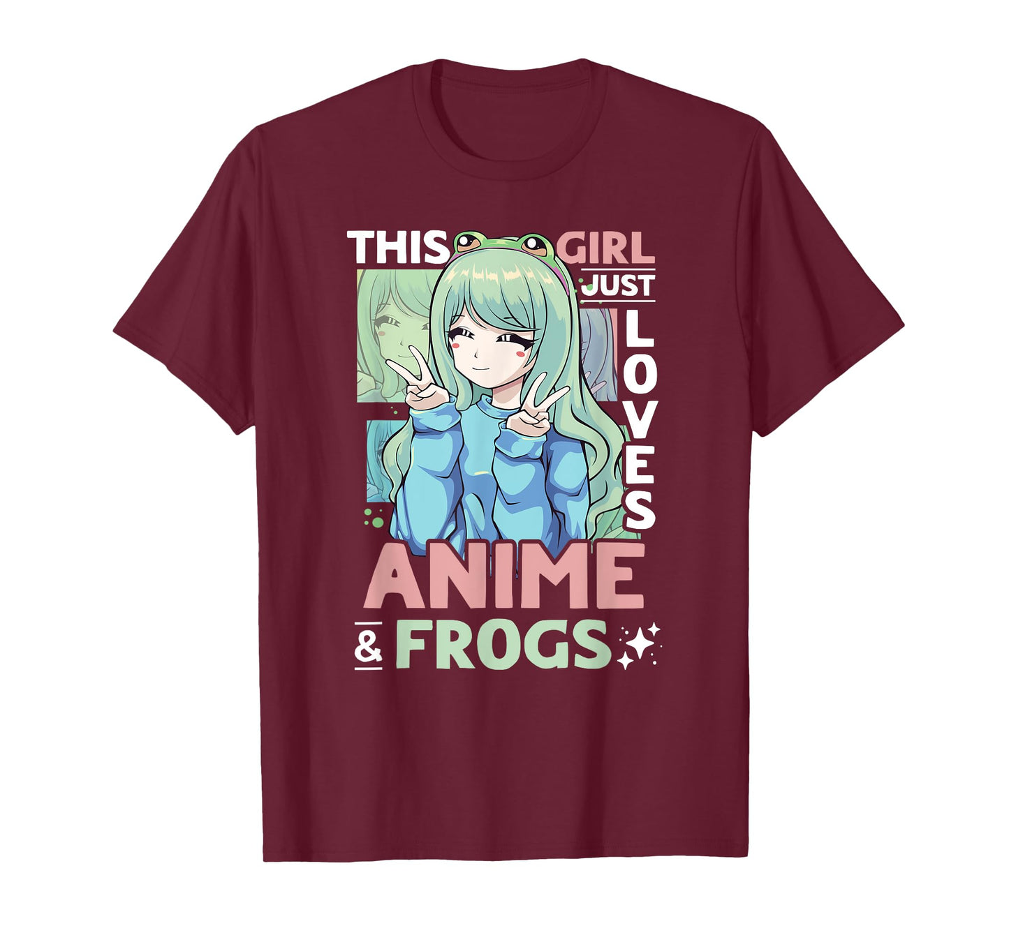 Anime and Frog This Girl Just Loves Anime and Frogs Girls T-Shirt