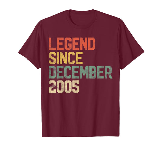 Legend Since December 2005 15th Birthday Gift 15 Year Old T-Shirt