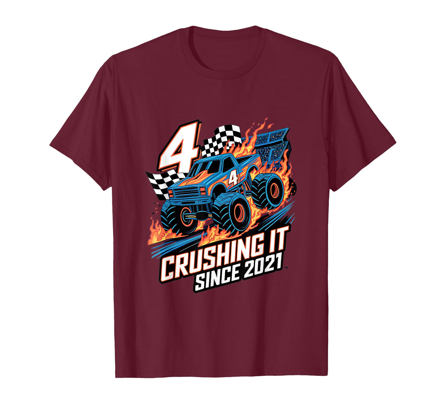 Crushing It Since 2021 4th Birthday Kids Monster Truck T-Shirt
