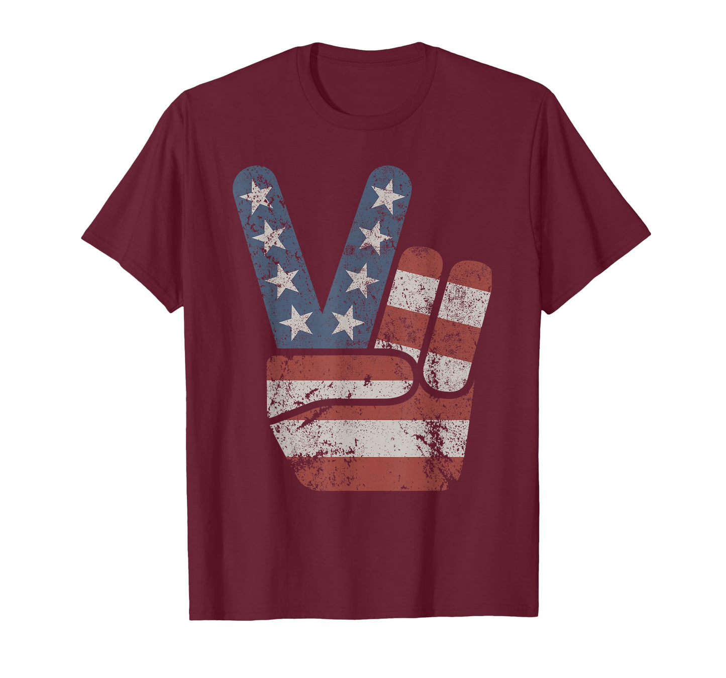 Peace Sign American Flag Vintage USA Women Kids Men T-Shirt