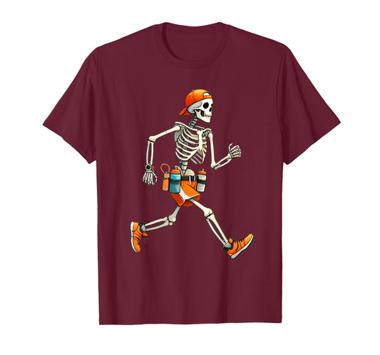 Skeleton Marathon Runner Halloween Costume Running Men Boys T-Shirt