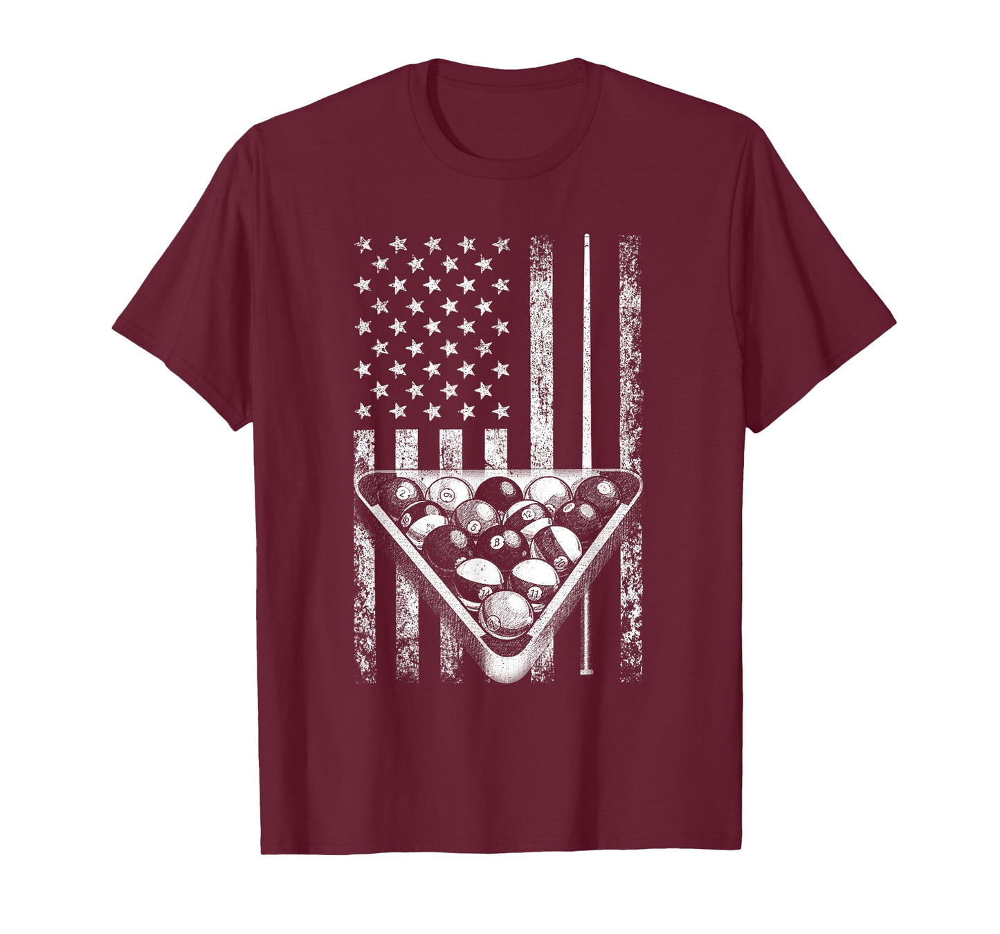 Vintage Billiard American Flag Pool Player T-Shirt