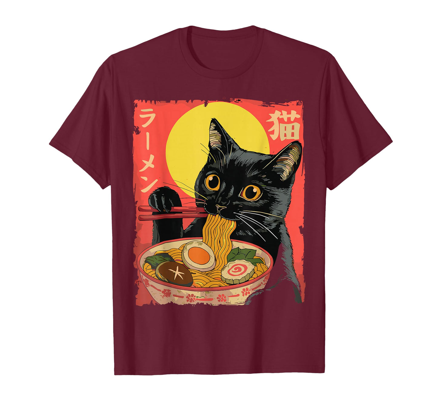 Japanese Anime Ramen Cat Kawaii Noodle Bowl Graphic T-Shirt