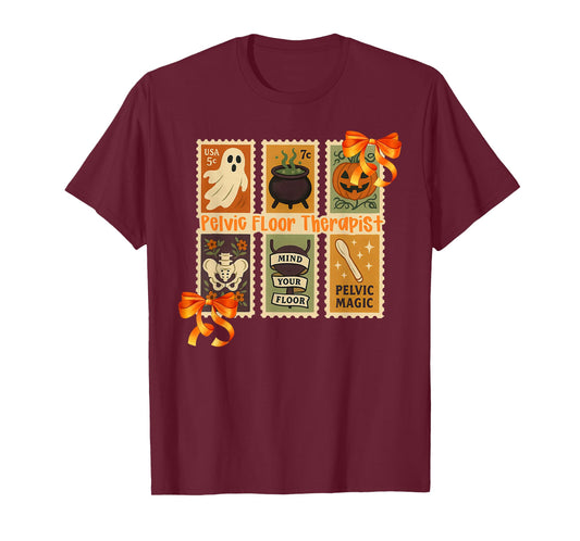 Stamp Pelvic Floor Therapist Ghost Postpartum Halloween T-Shirt
